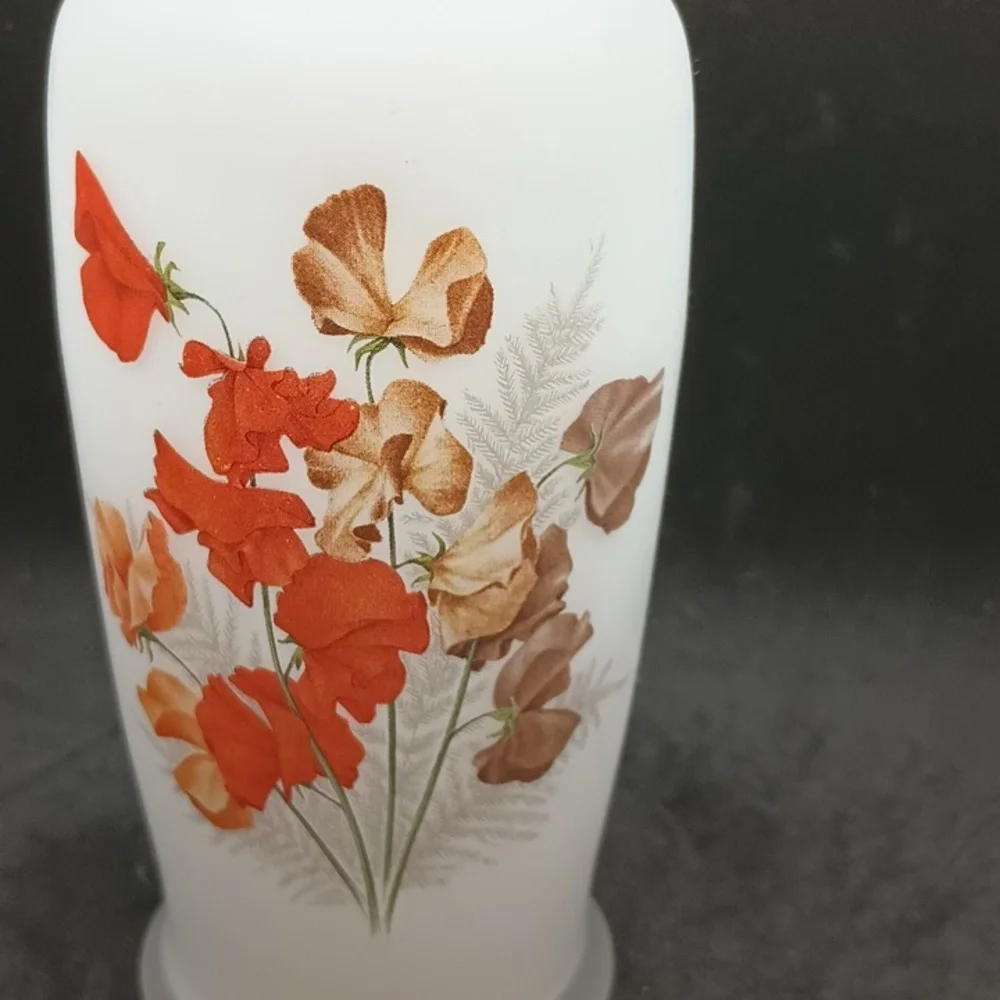vintage white fall color gold rimmed vase - Picture 2 of 4